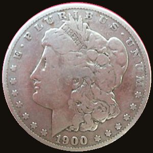 1900-O Morgan dollar showing G-4 (Good) condition