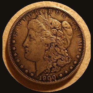 1900 Morgan dollar showing VF-20 (Very Fine) condition