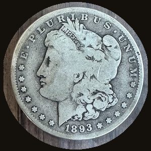 1893-S Morgan dollar showing VG-8 (Very Good) condition