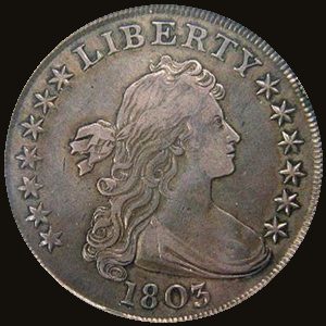 Obverse of a Draped Bust Dollar.