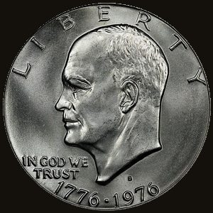 Obverse of a Eisenhower Dollar.