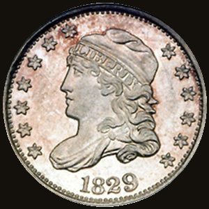 Obverse of a Capped Bust Half Dime.