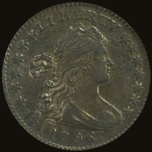 Obverse of a Draped Bust Half Dime.