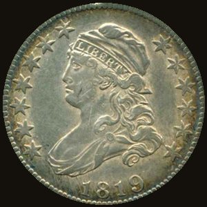 Obverse of a Capped Bust Quarter.