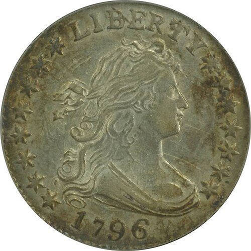 Obverse of a Draped Bust Dime.