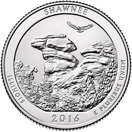 Reverse of a America the Beautiful Quarters.