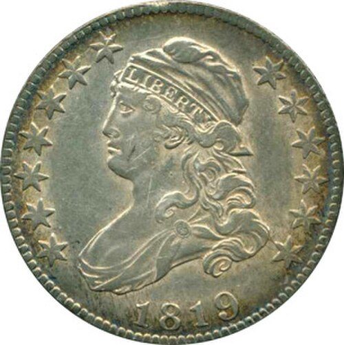 Obverse of a Capped Bust Quarter.