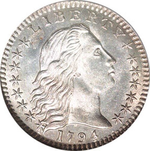 Obverse of a Flowing Hair Half Dime.