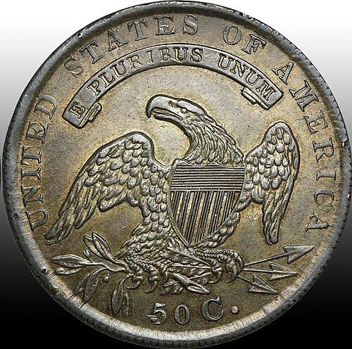 Reverse of a Capped Bust Half Dollar.