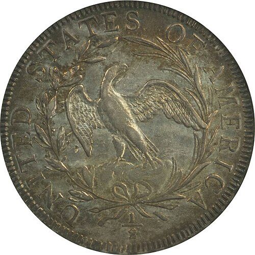 Reverse of a Draped Bust Half Dollar.